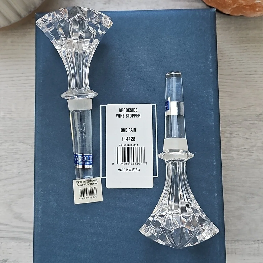 VTG Y2K Marquis by Waterford Brookside Pattern Crystal Wine Bottle Stoppers 5